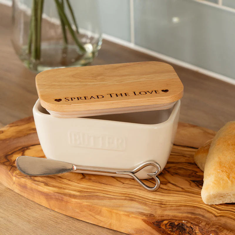 White Butter Dish & Knife Set - Spread the Love – The Bottom Drawer Store