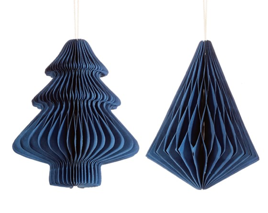 Sass & Belle - Forest Green Tree & Diamond Honeycomb Paper Hanging  Decorations - Set of 2